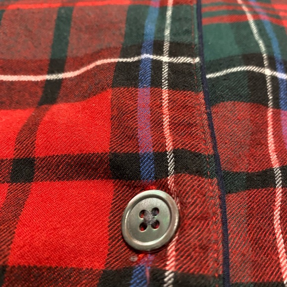 J Crew Red Plaid Button Down Sleep Shirt Size M - Picture 7 of 12